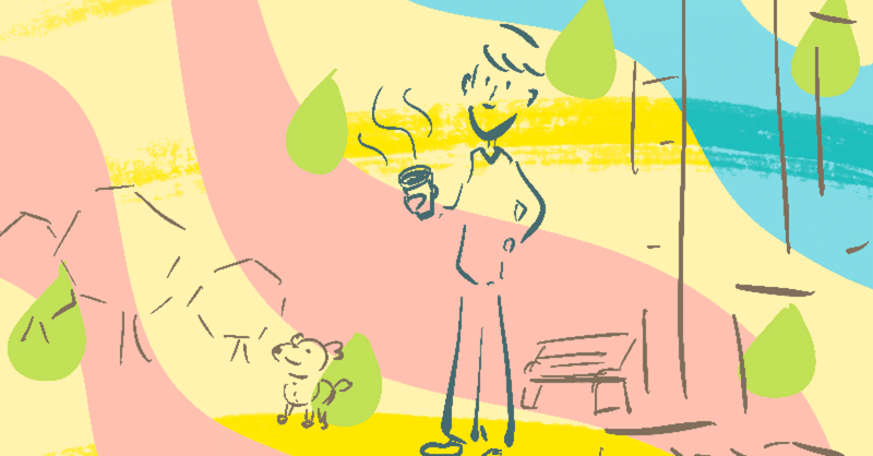 今日のイラスト 「外でコーヒー」 描きました