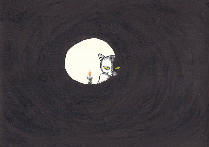 夏の夜と言えば薄暗い中での怪談話。 ちなみに私は大嫌いです。ビックリするから。 http://www.kakimono.biz/illustration/77.html