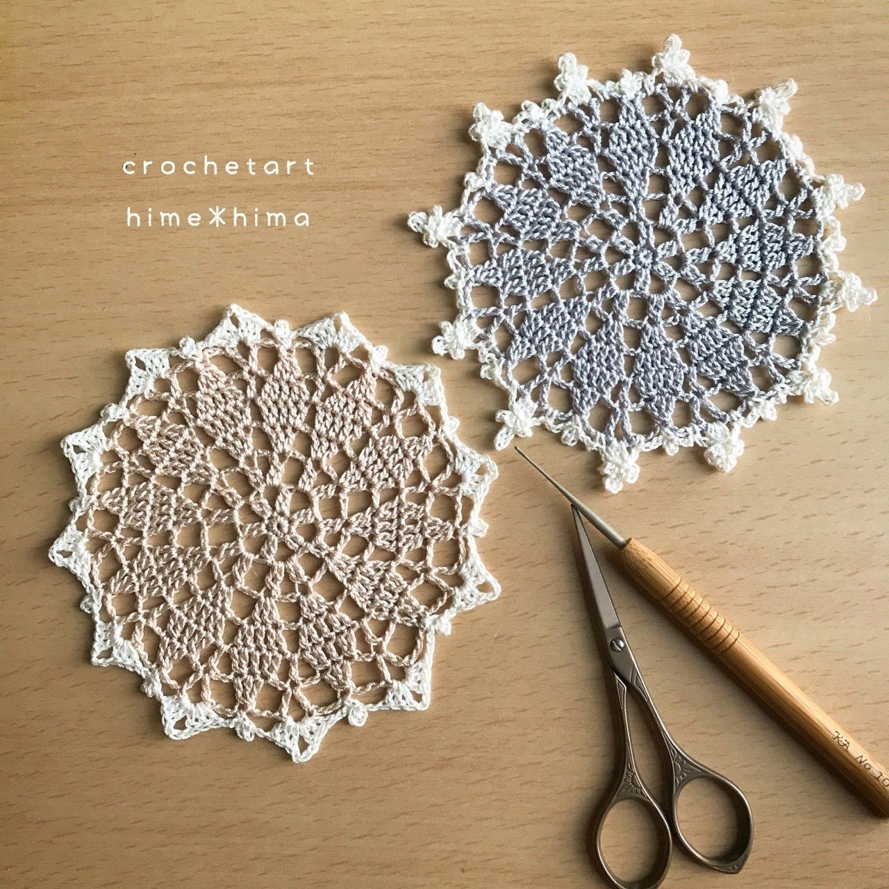 レース 編み コースター 編み 図