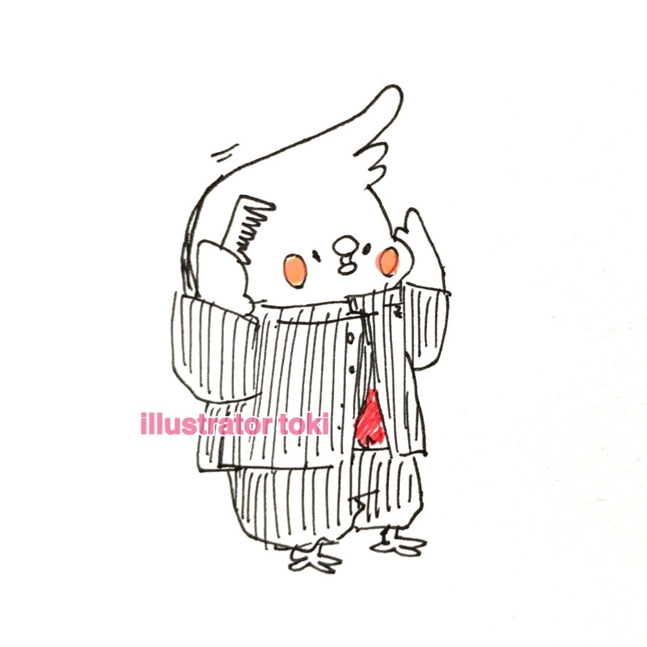 冠羽をリーゼント風にセットしたのに オレンジホッペのせいで不良に見えない ロンリーハートなオカメたんを描きました イラストレーターとき Note