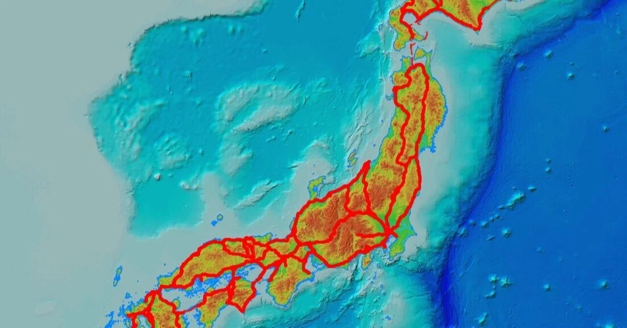 GIS】#9 明治期における国道（明治国道）の比定路線および経過地のKML