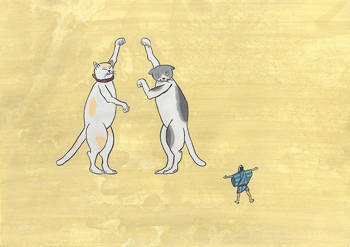 いろは歌の猫文字「ハ」。http://www.kakimono.biz/illustration/93.html