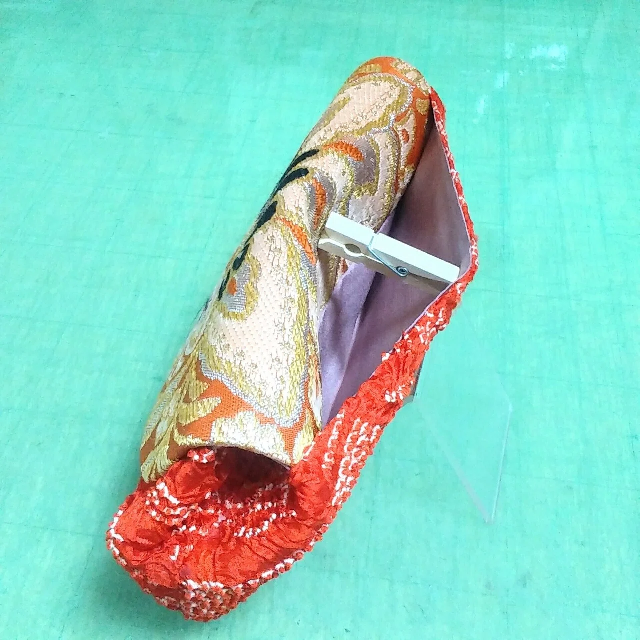 絞り着物を使った小ぶりなクラッチバッグの作り方｜手作りかばん工房あけ