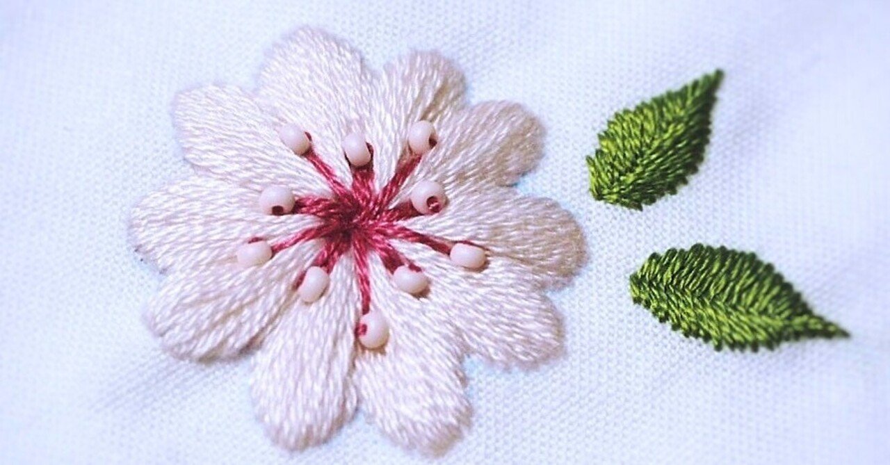 刺繍図案】桜の花｜刺繍作家awai