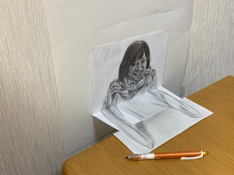 自分が描いた絵と共演したい 雷藤たわん トリックアーティスト ひる休みの自由研究 Note