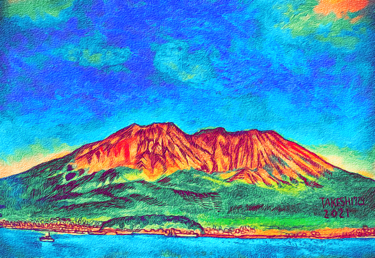 マッドジョンソン　絵画　桜島 桜島｜TAKESHI729