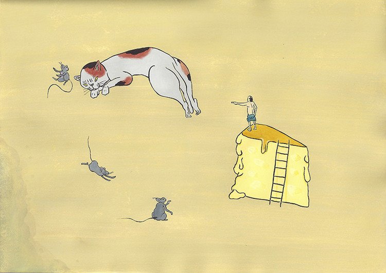 いろは歌の猫文字「ヘ」。 イロハニホヘ・・・ http://www.kakimono.biz/illustration/160.html