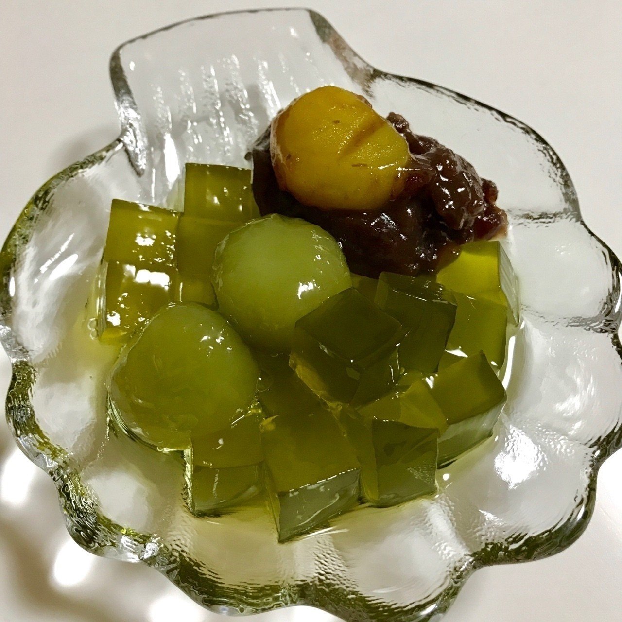 菓子折々 銀座清月堂の 朝顔まんじゅう と 抹茶白玉ゼリー 北千住 艸 Note