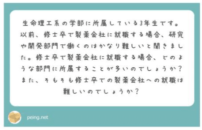 質問回答 修士卒での製薬会社への就職 ざつ 1年目mslマネージャー Croとmr経験者 柏の葉 わんこlove Note
