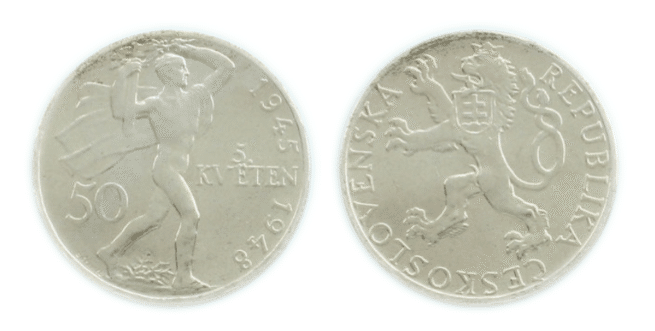 1948　50コルン銀貨　プラハ蜂起3周年
