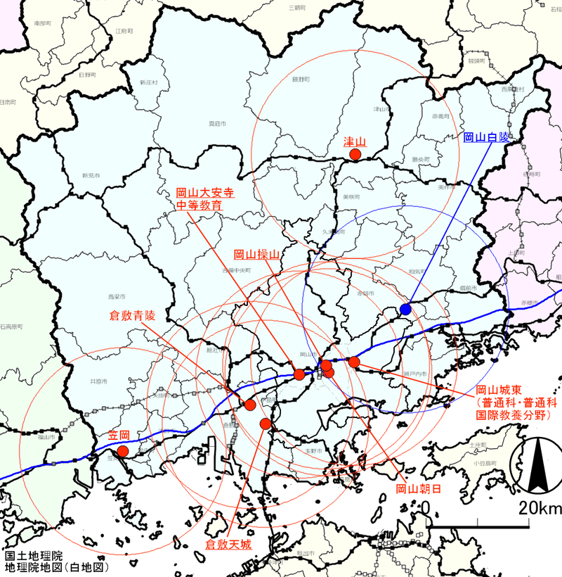 岡山県の進学校map 朝森久弥 朝森教育データバンク Note