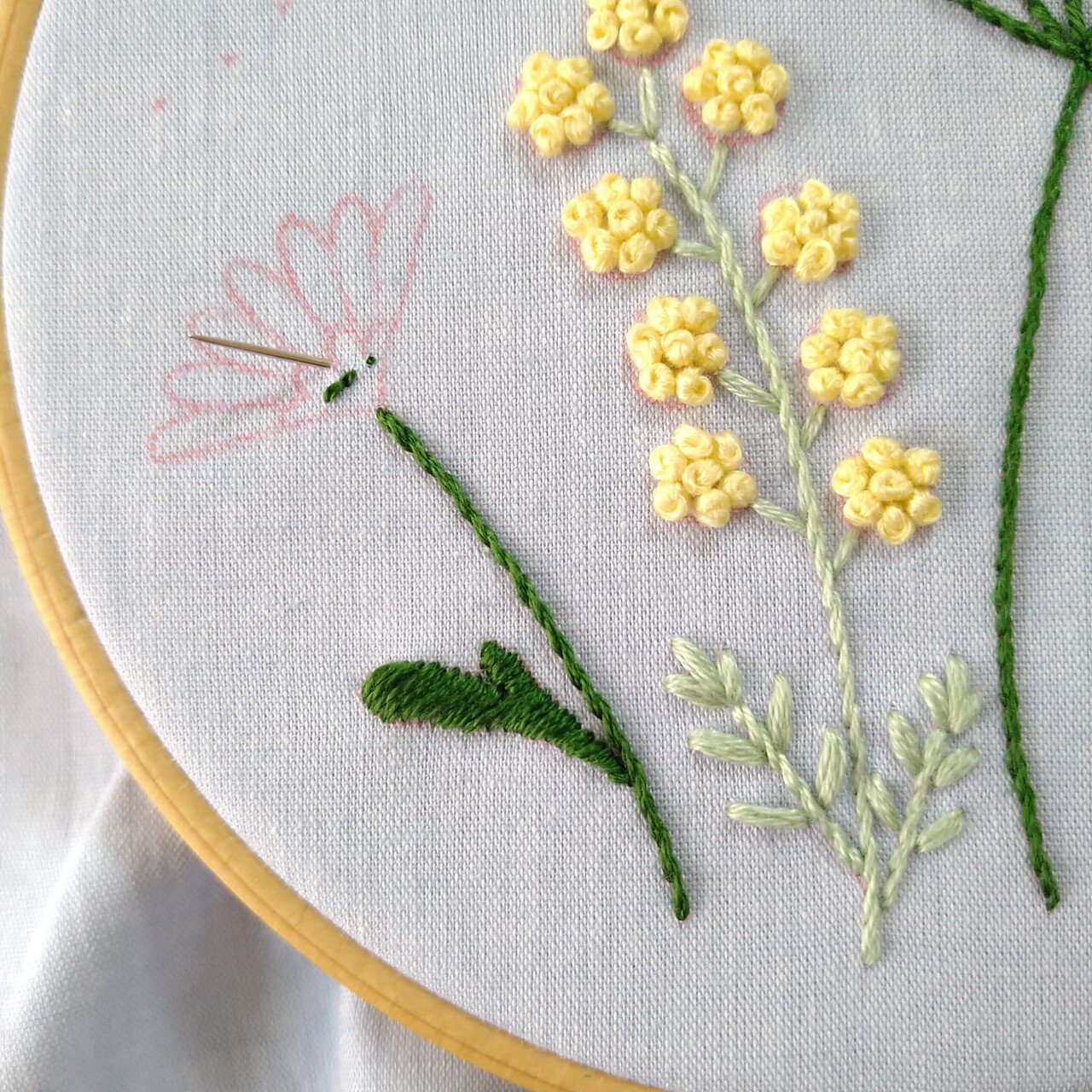 ボタニカルの刺繍枠キットを作ろう* ステップ9 〜デイジーの刺繍