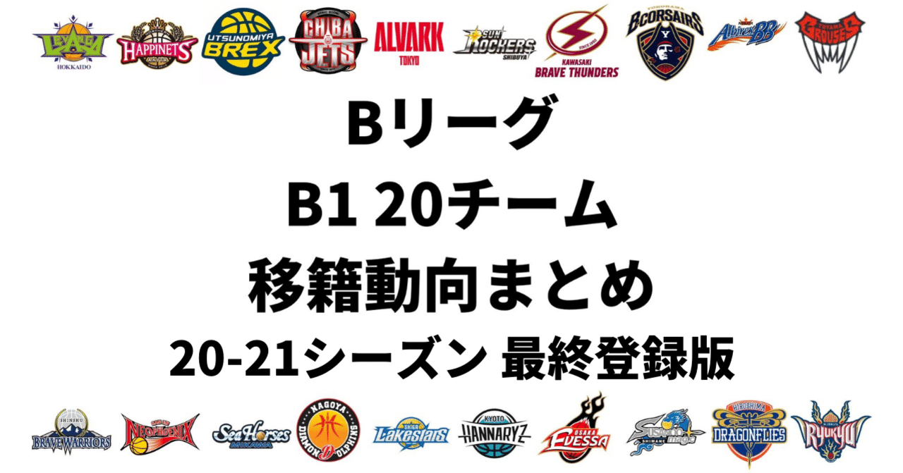 Bリーグ B1移籍動向まとめ 21シーズン登録期間最終版 Hiro Note