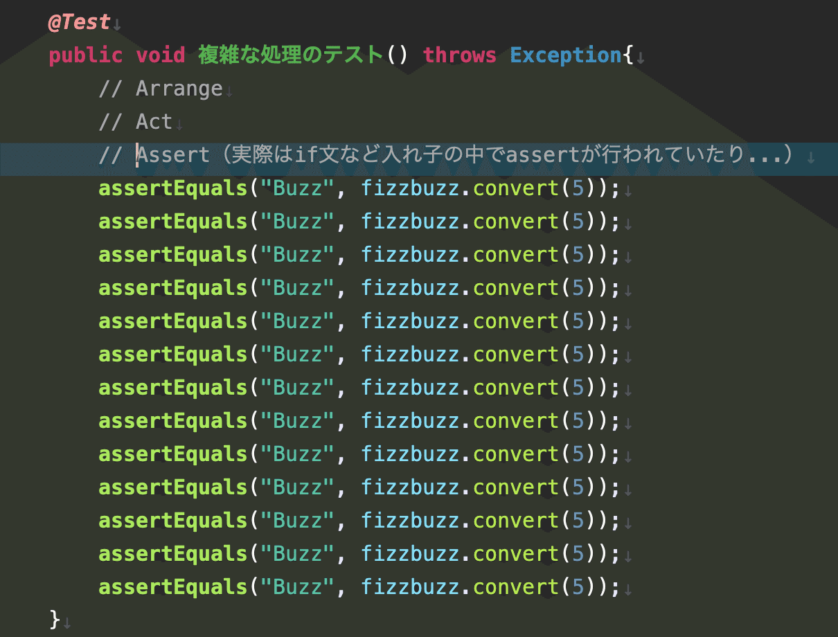 t_wadaさんの「見てわかるテスト駆動開発」動画を見て、初めてAssertion Rouletteを知った。 前に見たコード、30