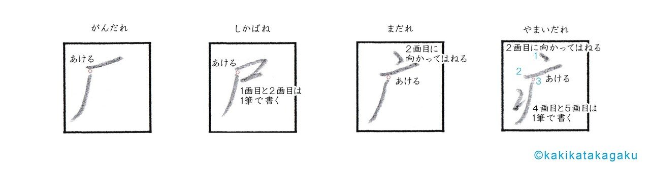 その９７ 漢字の たれ を美しく書く 行書編 厂 尸 广 疒 かきかた科学 Note
