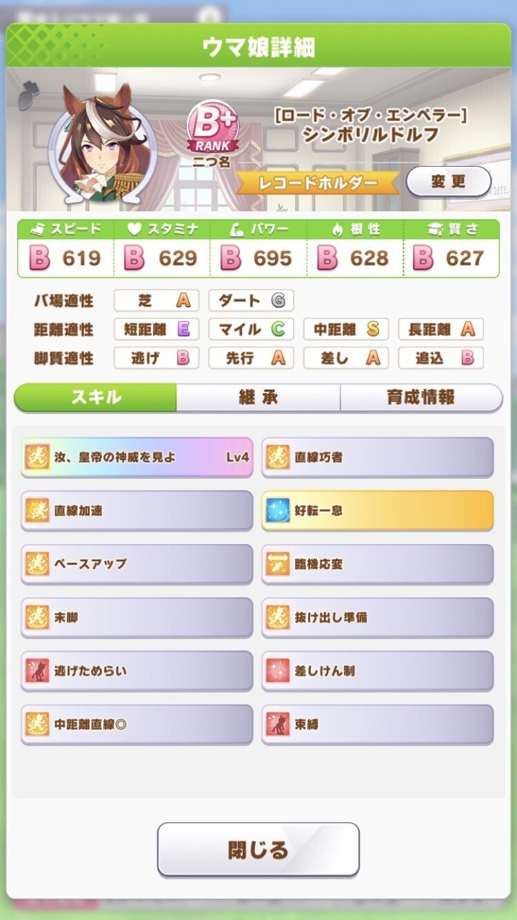 シンボリルドルフ育成チャート オールb しんばばう Note