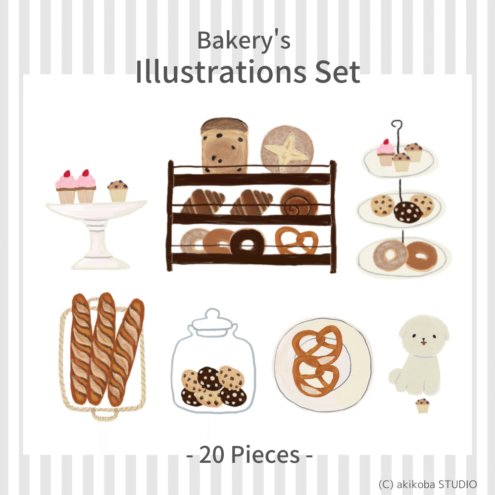 イラスト素材 パン屋 おまけ 犬1匹 イラストレーター あきこば 食のイラスト X 物語 Note