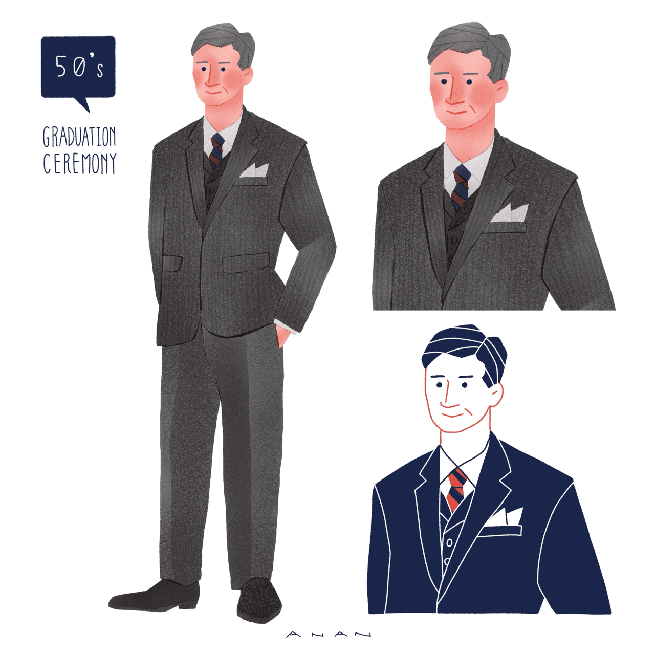 69人目 小学校卒業式に出席するお父さん あなんよーこ イラストレーター Note