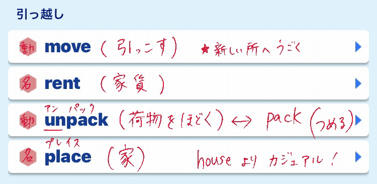 毎日5分アプリで英語してみたら 3日目 引越しの単語 ｔｏｍｏ Note