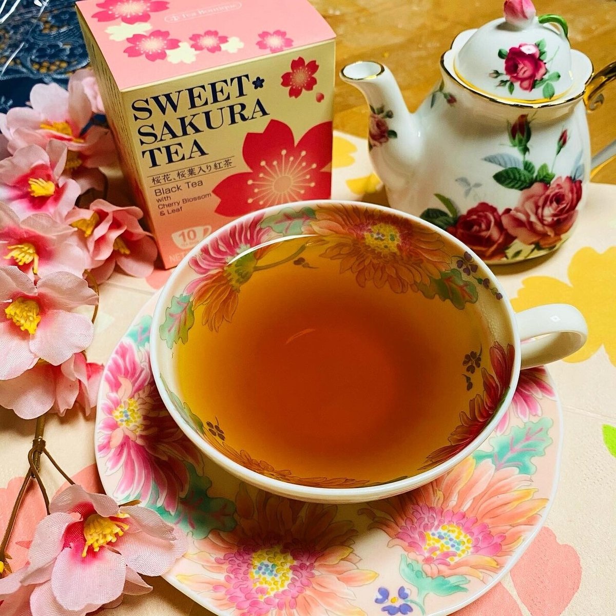 桜茶/:*ページ 柳桜園×京焼】最高級茶各種詰合せ×京焼茶器セット（叶松谷作