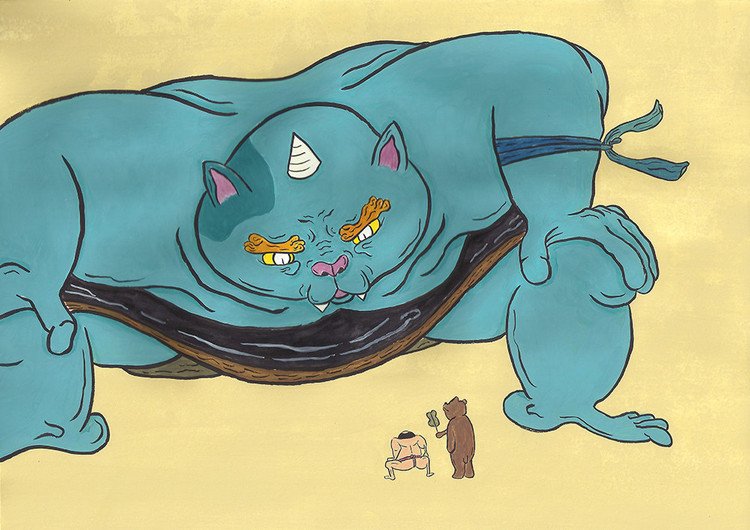 アカネコオニ・アオネコオニ、 あかねこおに・あおねこおに、 赤猫鬼・青猫鬼。 http://www.kakimono.biz/illustration/199.html