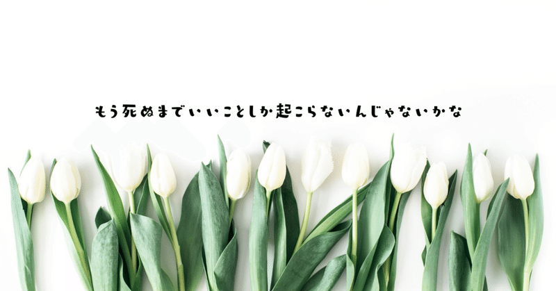 もう死ぬまでいいことしか起こらないような、そんなことを感じた１週間