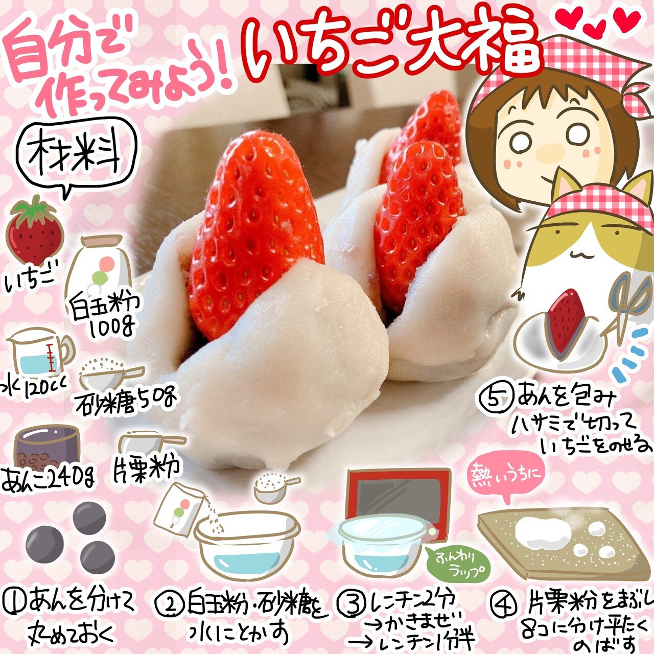 自分で作ってみよう いちご大福 イラストレシピ きょこ 漫画家 まんがａｐｄ ｌｉｄって何 聞こえているのに聞き取れない私たち 今夏刊行 Note