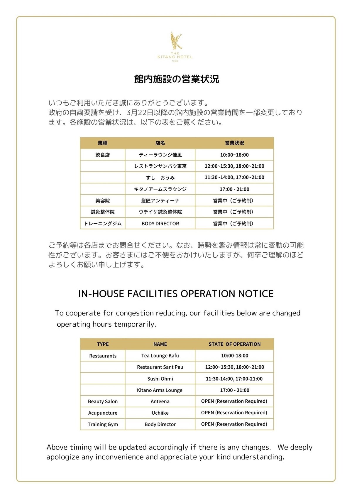 館内施設の営業状況-2