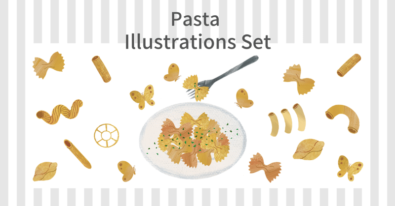 イラスト素材 パスタ おまけ 蝶２匹 イラストレーター あきこば Note