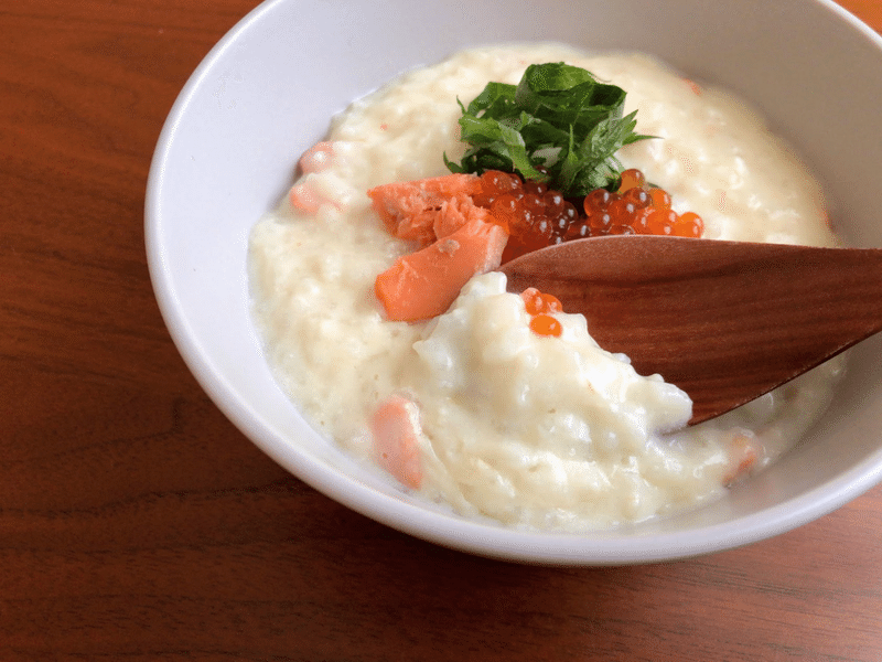 生米からつくる 鮭いくら豆乳粥 のレシピ おかゆ研究中 鈴木かゆ Note 生米からつくる 鮭いくら豆乳粥 のレシピ おかゆ研究中 鈴木かゆ Note