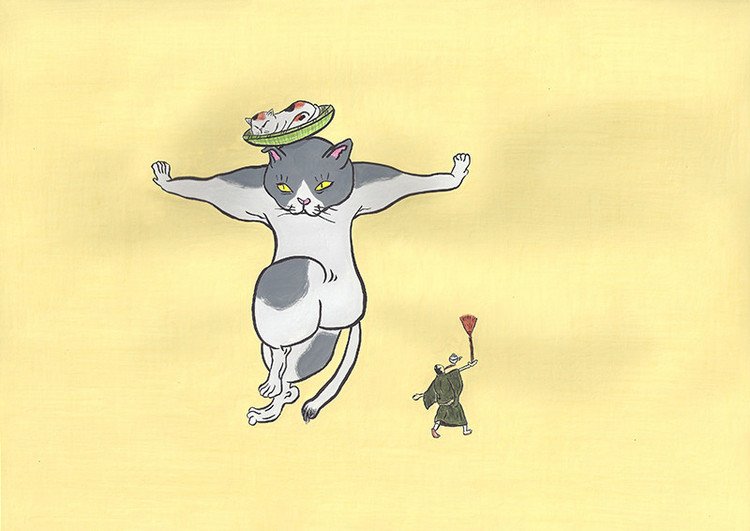 いろは歌の猫文字「チ」。http://www.kakimono.biz/illustration/216.html