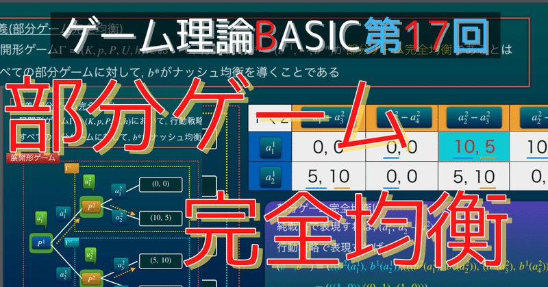 ゲーム理論basic 第17回 部分ゲーム完全均衡 S K Note