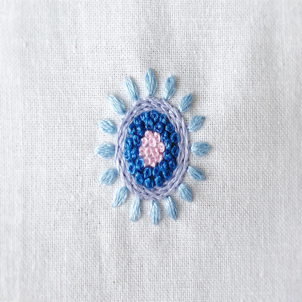 刺繍図案】春の青い花 2021｜刺繍作家awai