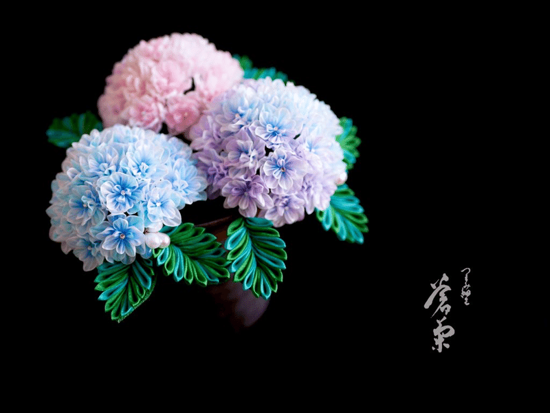 本当は秘密にしておきたい つまみ細工の紫陽花 レシピ 蒼菊 つまみ細工作家 Note