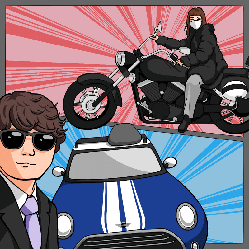 イラスト無料受注no 37 似顔絵 背景に車とバイク やすい ゆか Note