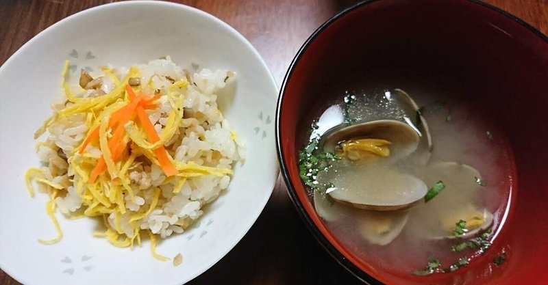 バラ寿司とアサリのトマト味噌スープ/ごちそう会（2019・10）
