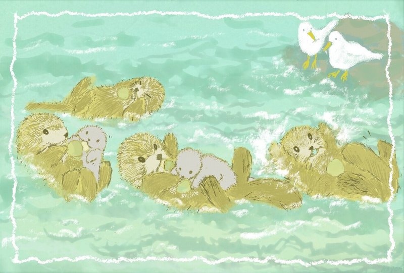 もしゃもしゃ動物の絵94 ラッコぷかぷか かよん Note もしゃもしゃ動物の絵94 ラッコぷかぷか かよん Note