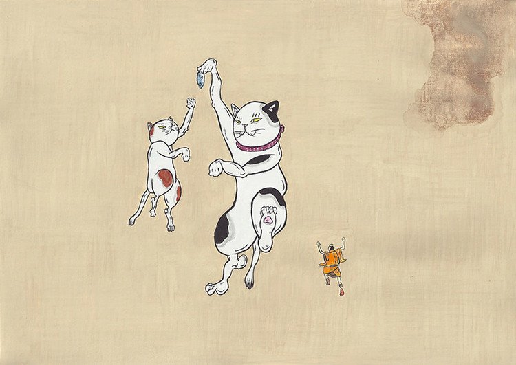 いろは歌の猫文字「リ」。 イロハニホヘト（色は匂へど）　チリ http://www.kakimono.biz/illustration/238.html
