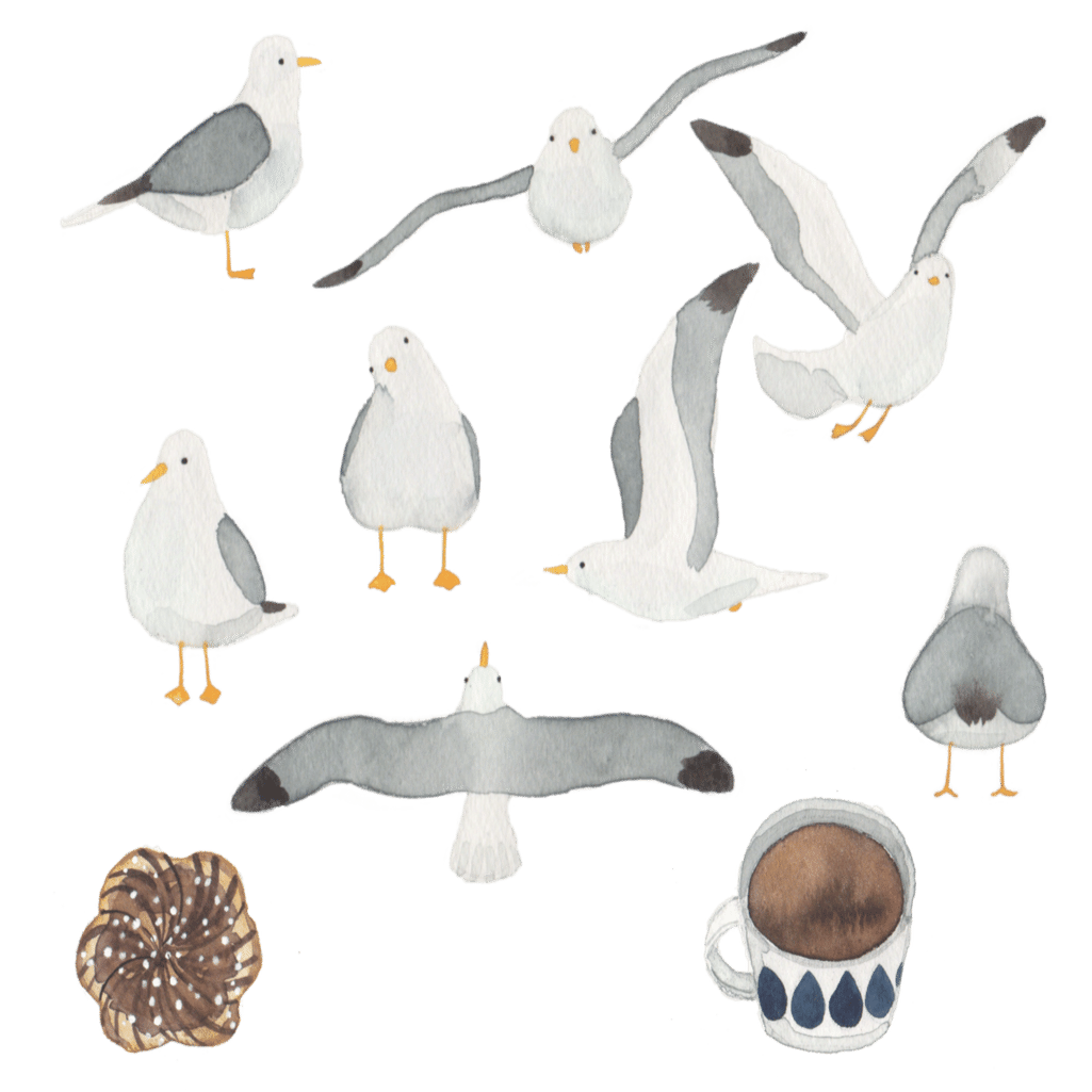 イラスト素材 カモメとfika イラストレーター あきこば 食のイラスト X 物語 Note