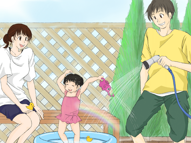 楽しむイラスト練習記 虹と水 みずあそび しち Note