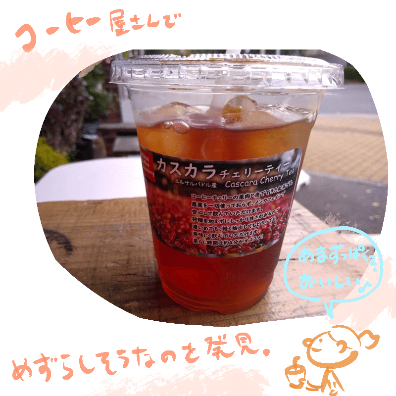 今日のフォトイラスト コーヒー屋さんでコーヒー果肉の紅茶をのむ 描きました みうちえ Note