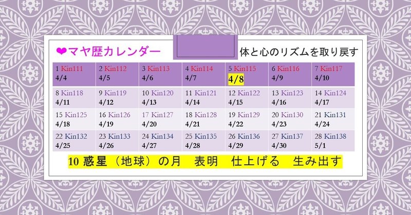 自然時間 マヤ暦カレンダー 2021年4月8日 今日のエネルギー魔法の意識 彩嘉 あやか Note
