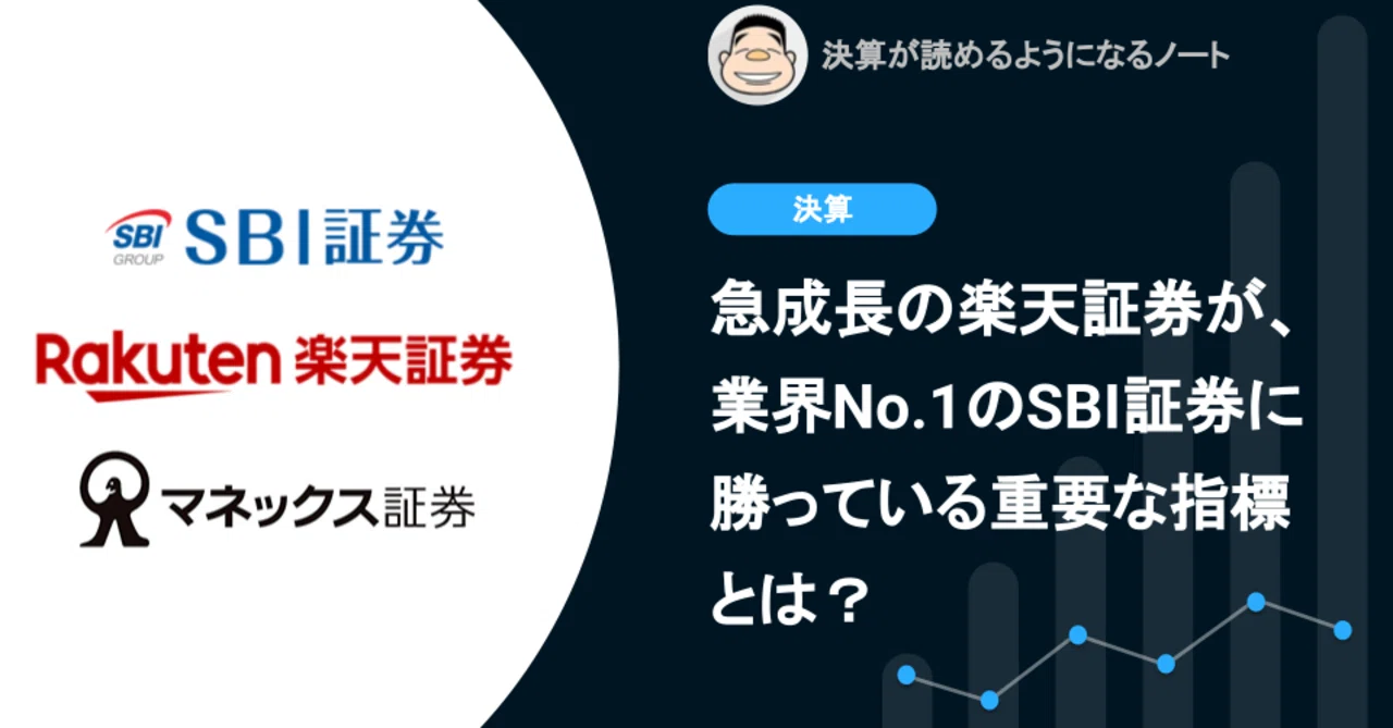 Q 急成長の楽天証券が 業界no 1のsbi証券に勝っている重要な指標とは 決算が読めるようになるノート