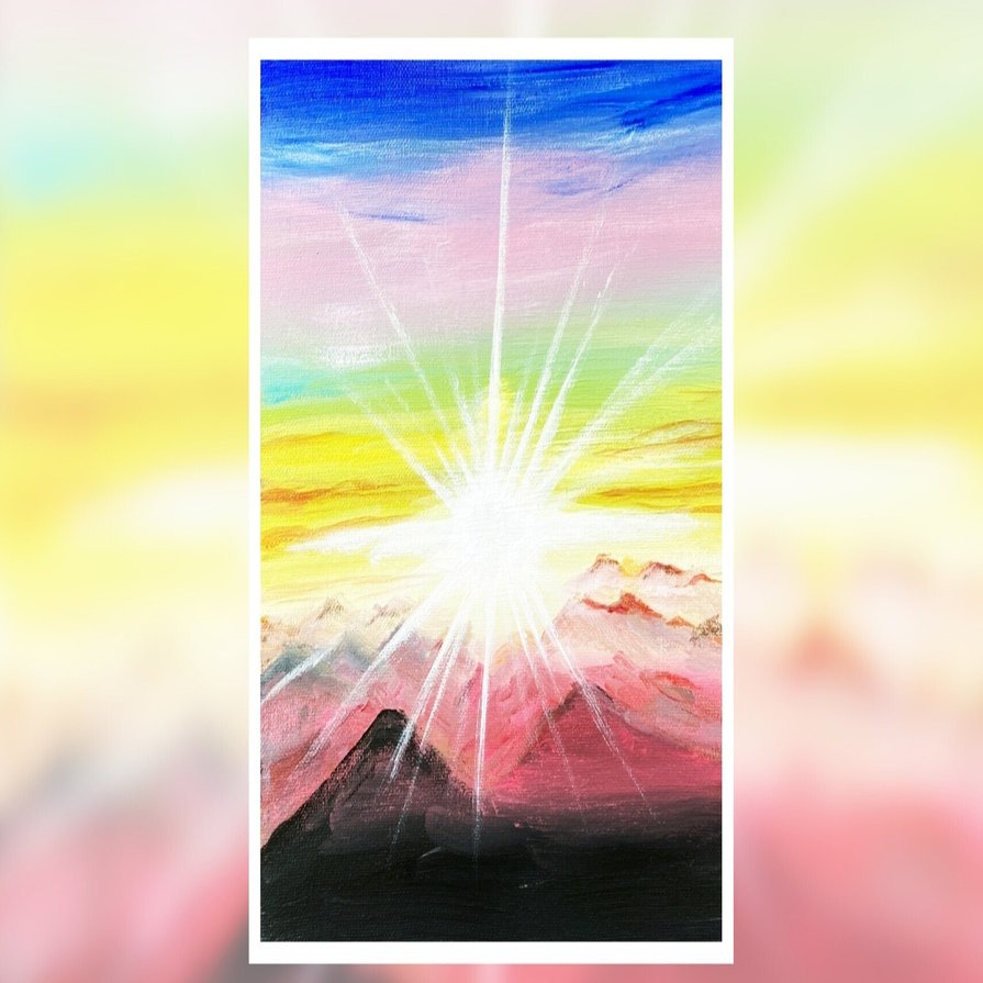 アクリル絵の具で 朝日の風景 を描く Junya Art Note