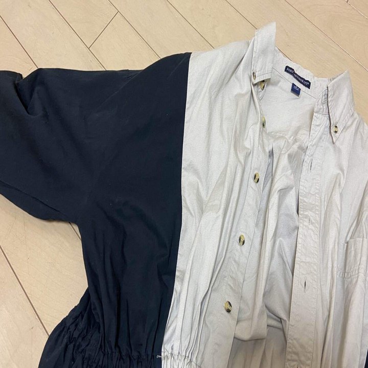 オーバーサイズすぎるシャツの袖詰め、肩周りを一周縫うだけ。｜糸 