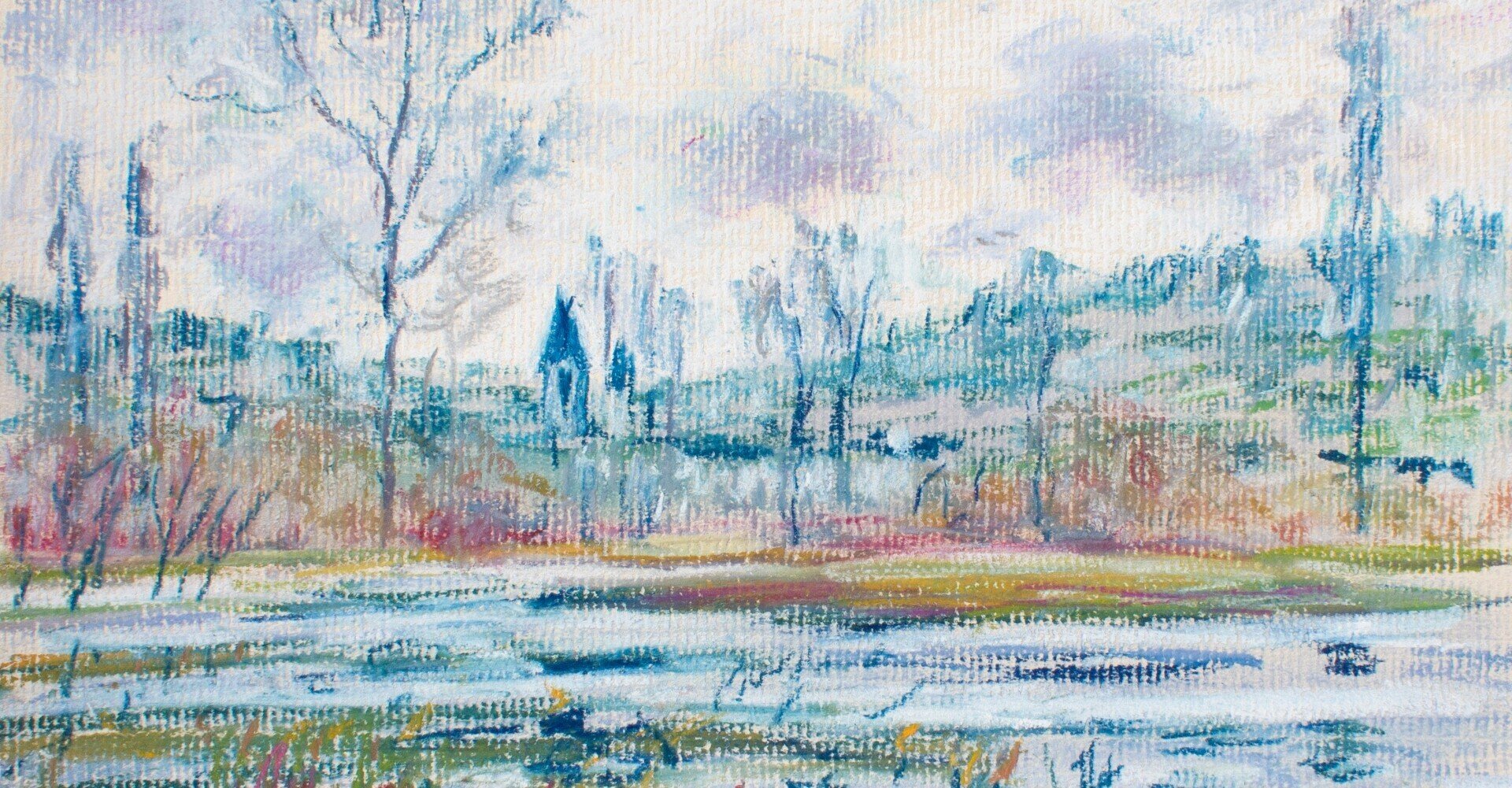 モネ模写「ヴェトゥイユ、水びたしの草原」｜松川佳代 Kayo