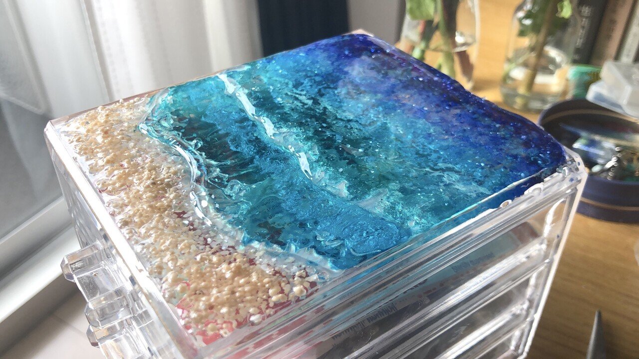 レジンアート海(いちご様オーダー)2点 ♡9月の人気2位♡自分だけの特別な1枚を《オーシャンアートコースター