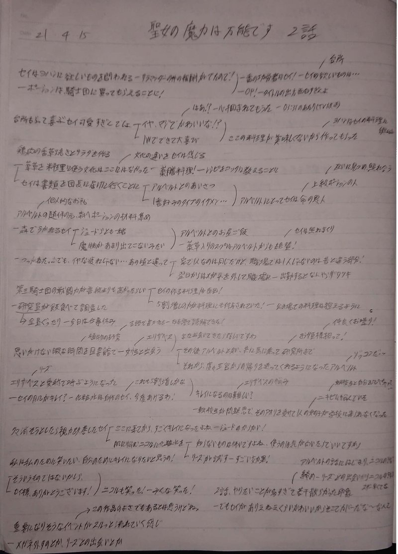 聖女の魔力は万能です 2話 ノート置き場 Note