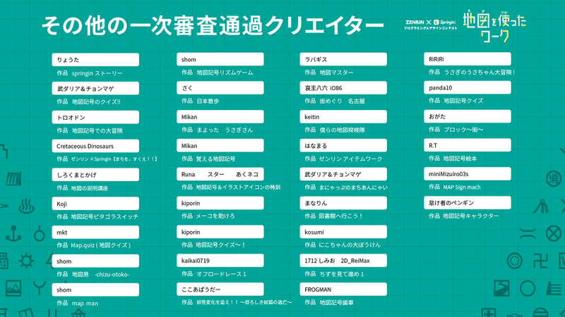 一次審査通過作品