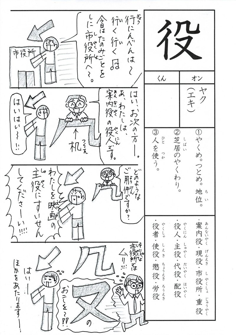 漢字検定８級 漢字四コマ漫画 小３の漢字 役 はこうやって覚えよう Sun Sunny D01 Note